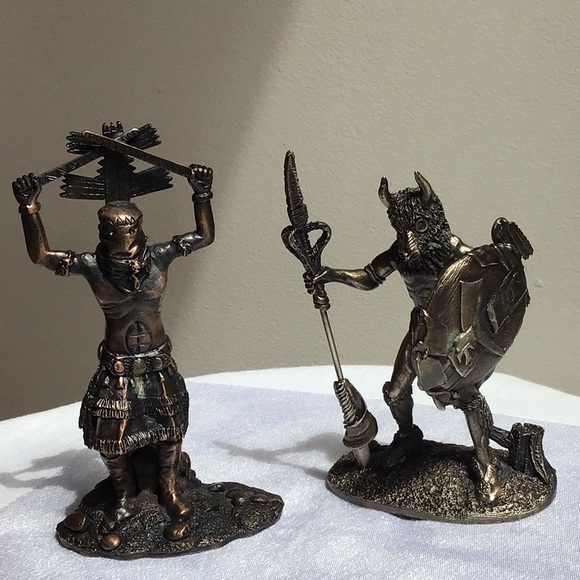 Native American Warrior Dancers Metal Figures‎ Set of 2 - Picture 1 of 9